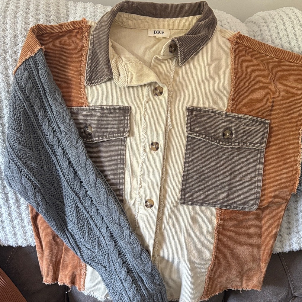 BKE Multicolor Corduroy and Knit Jacket